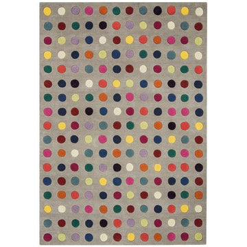 Funk Spotty Modern Geometric High-Density Heavyweight Hand-Woven Wool Grey/Multicolour Rug-Asiatic Carpets-Rug Love - The Most Loved Rug Store
